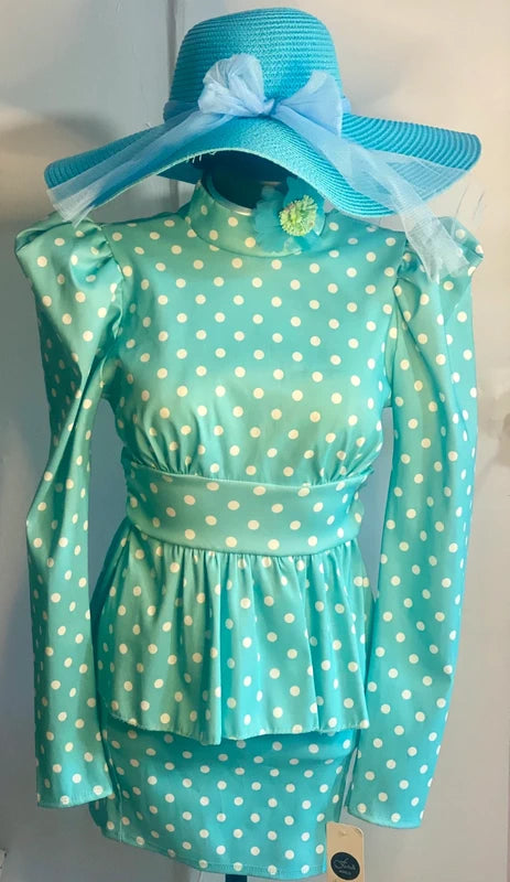 Tubino a Pois Elastico Fascia In Vita E Balze Misura In Foto