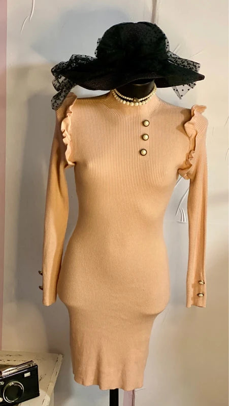 Abito Longuette In Lanetta In Viscosa Con Balze Misura In Foto