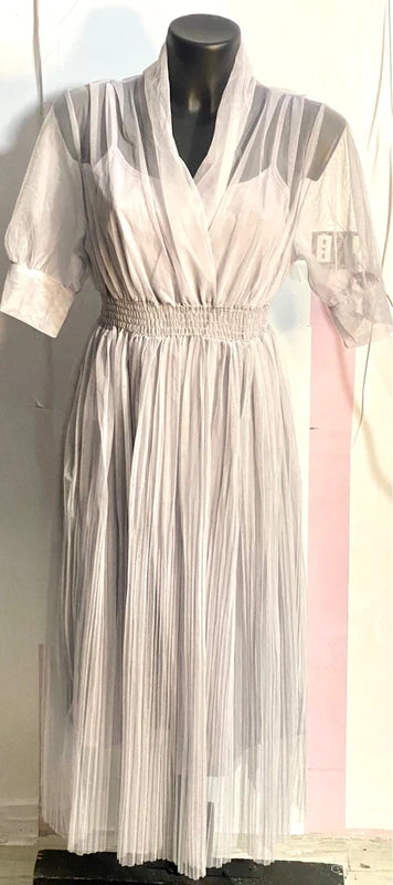 Abito Midi A Pieghe In Tulle Raffinato Misure Nelle Foto