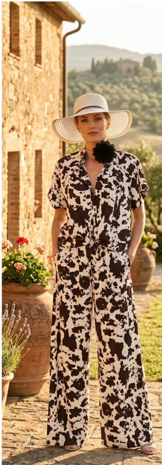 Coordinato donna pantalone a palazzo & Top Camicia
