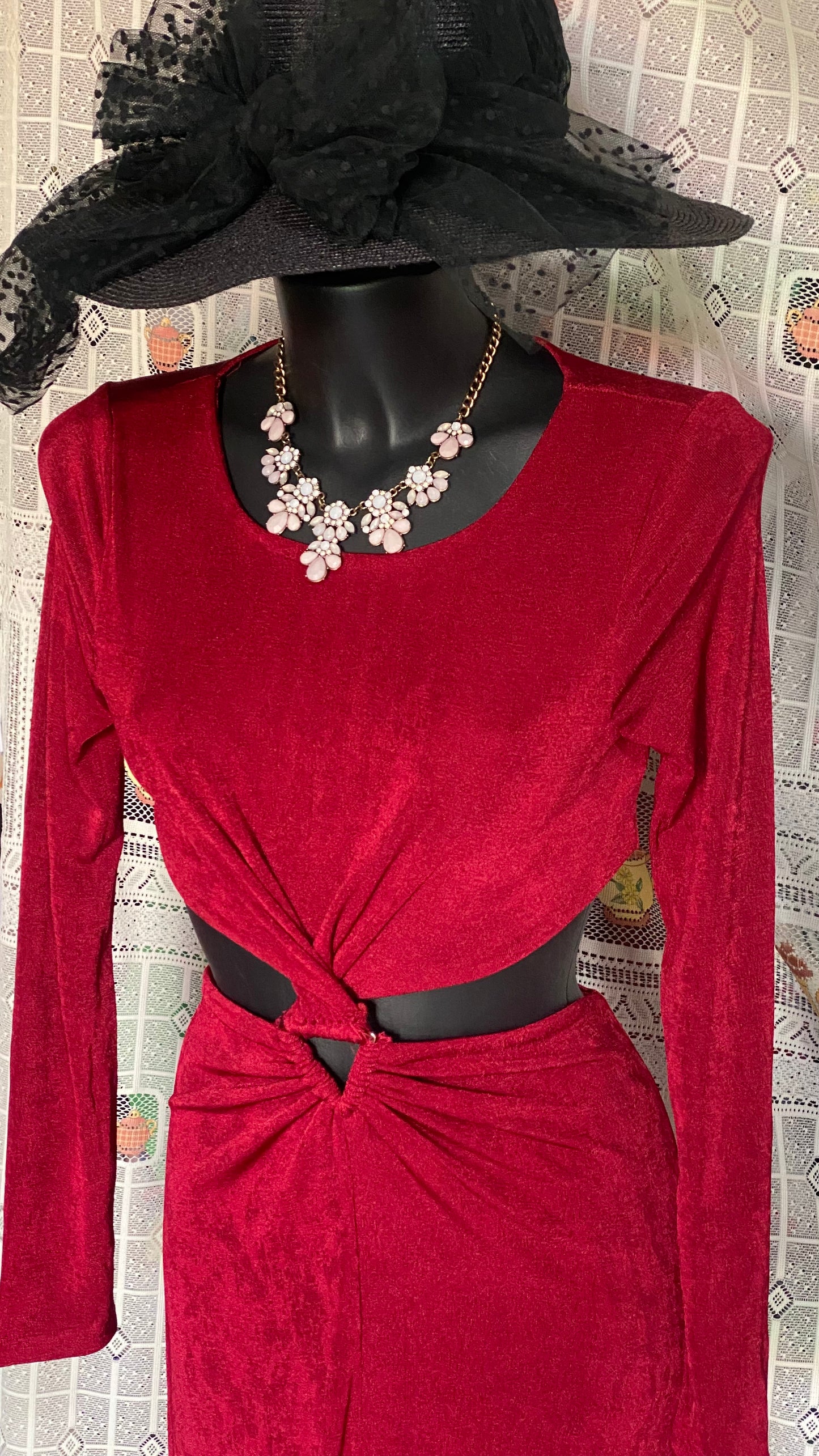 Stefy long burgundy dress