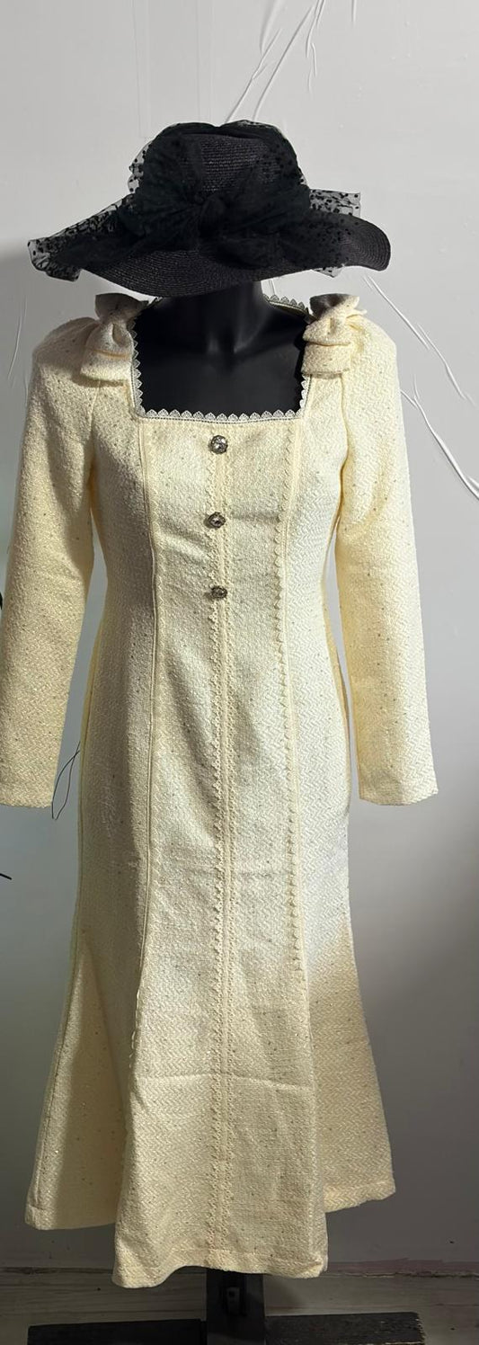 Abito Midi Bouclé,Vintage Anni ‘60,In Pizzo Con Paillettes A Sirena Misure In Foto