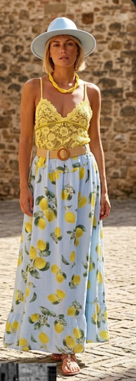 Gonna con Limoni e Top in pizzo