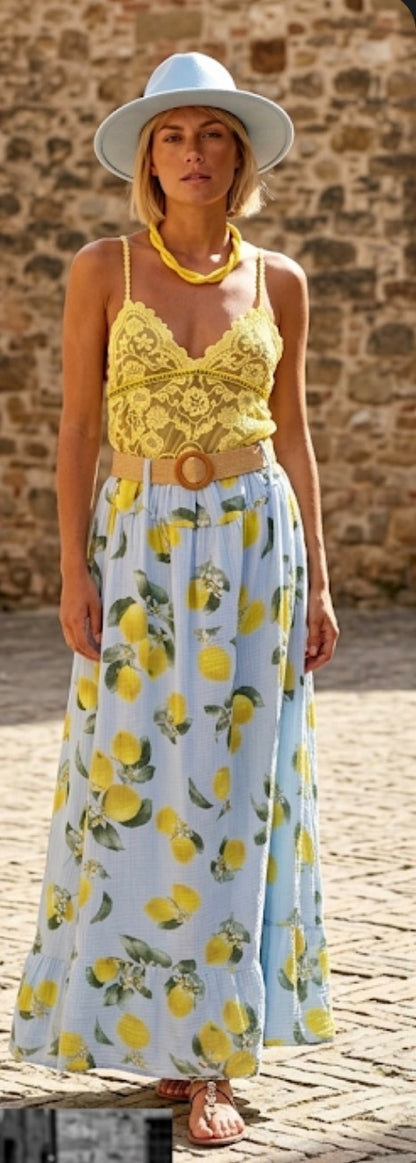 Gonna con Limoni e Top in pizzo