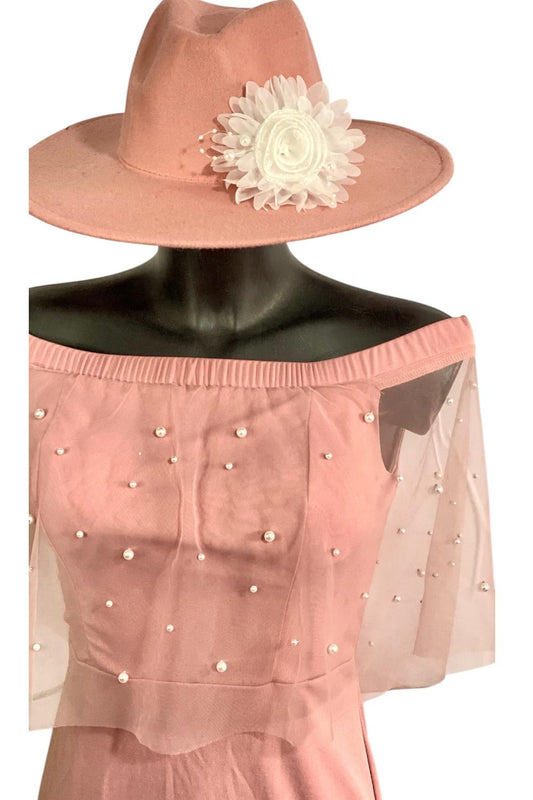 Abito Da sera Linea Shein Belle Cappello in Regalo con Spilla Con Fiore e Perle