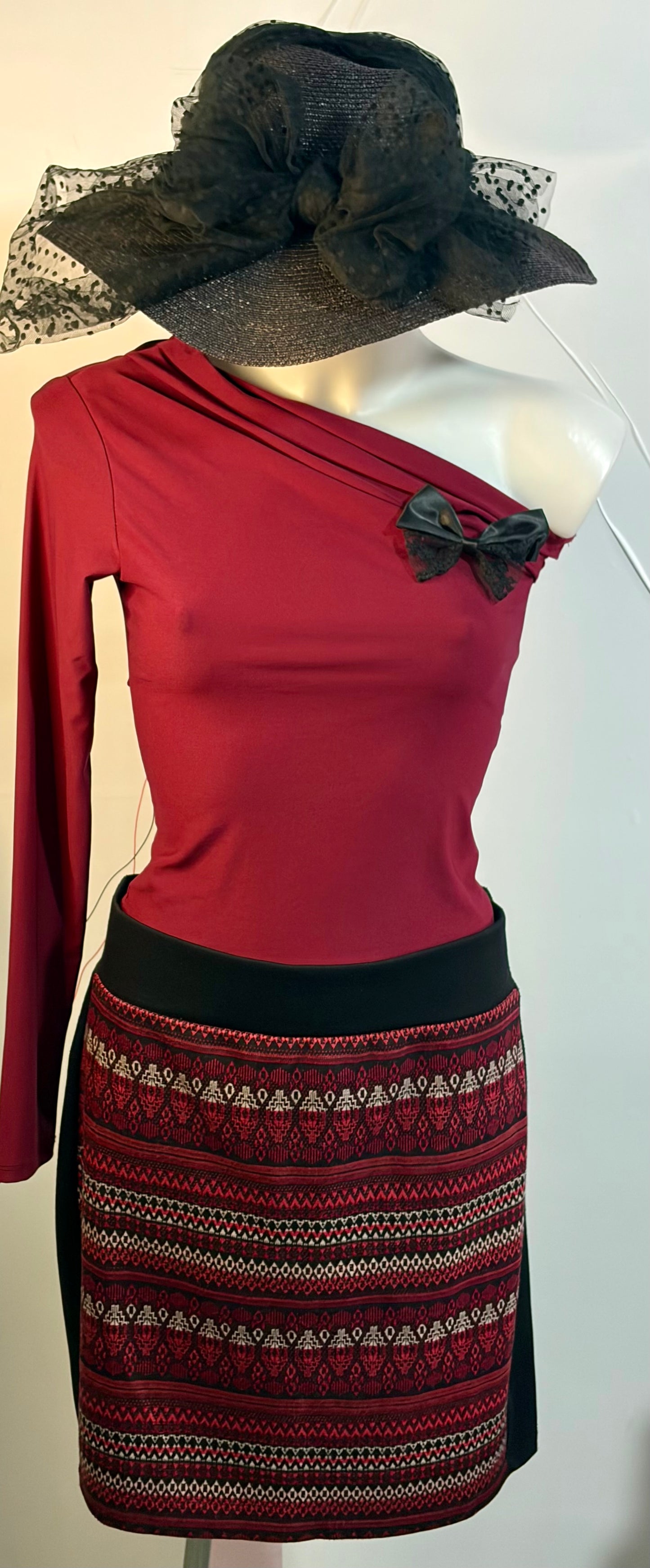 👠top monospalla & Gonna In Bordeaux Spilla Misure In Foto👠