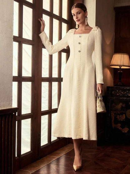 Abito Midi Bouclé,Vintage Anni ‘60,In Pizzo Con Paillettes A Sirena Misure In Foto