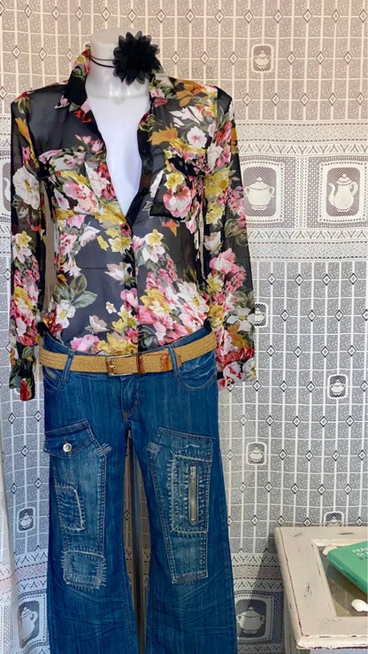 Camicia Top & Jeans Misure Nelle Foto