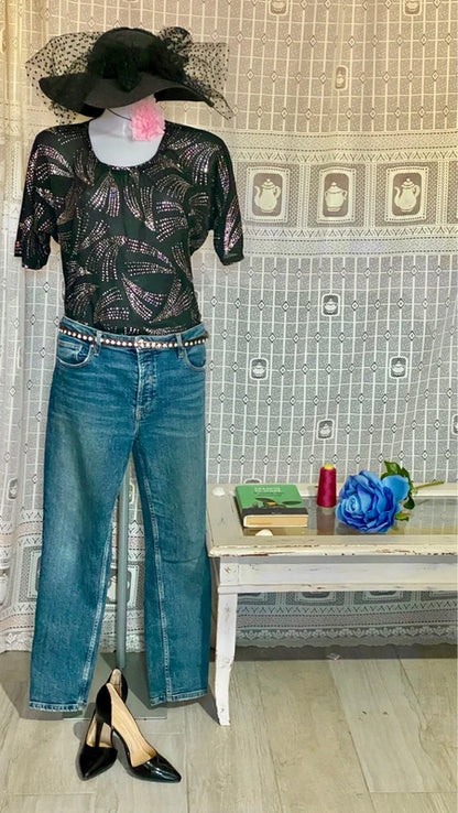 Completo Con Jeans & Top Elegante Misure Nelle Foto