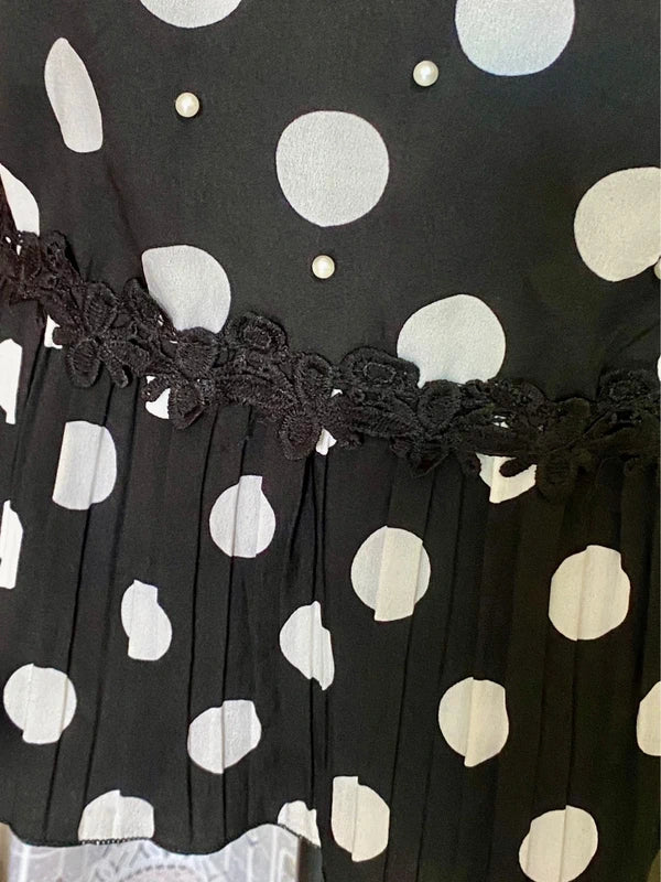 Top Con Voilant A Pois Plissettato Effetto Pizzo Misure In Foto