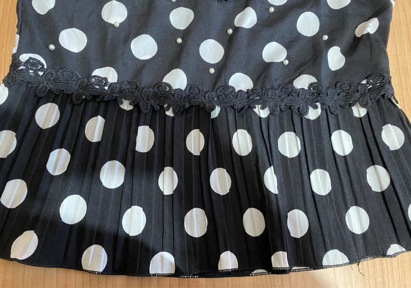 Top Con Voilant A Pois Plissettato Effetto Pizzo Misure In Foto