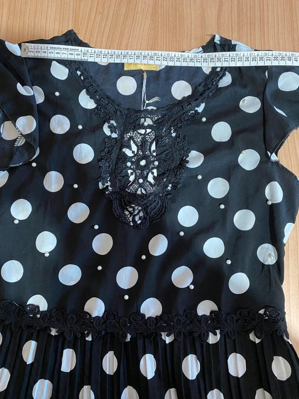 Top Con Voilant A Pois Plissettato Effetto Pizzo Misure In Foto