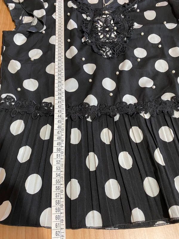 Top Con Voilant A Pois Plissettato Effetto Pizzo Misure In Foto