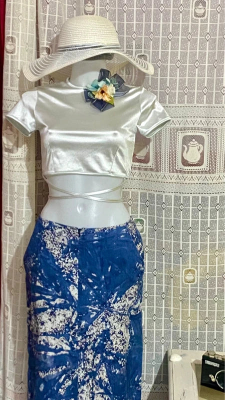 Gonna Longuette Vintage & Top Crop Bershka Misure Nelle Foto