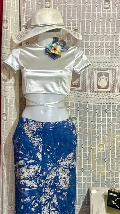 Gonna Longuette Vintage & Top Crop Bershka Misure Nelle Foto