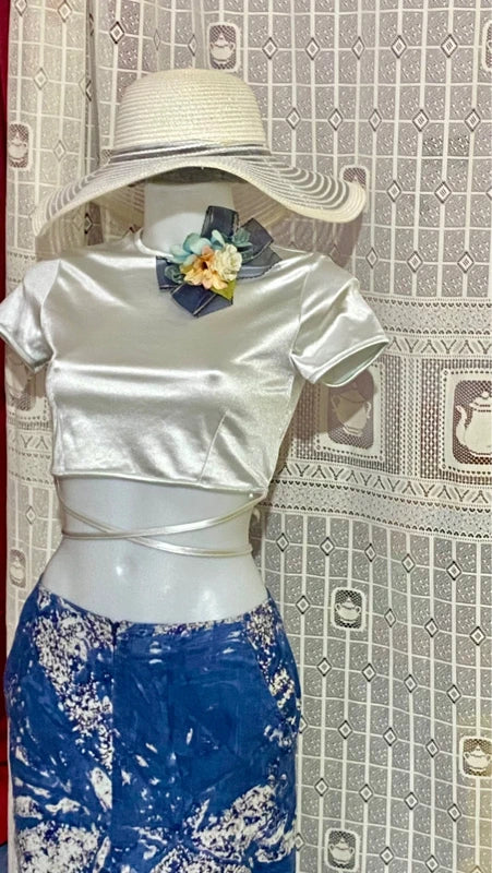 Gonna Longuette Vintage & Top Crop Bershka Misure Nelle Foto