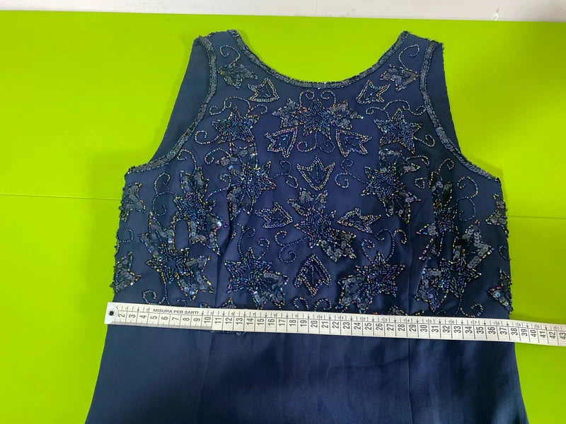 Abito Elegante Con Perline Strass Lavorate A Mano Misure Nelle Foto