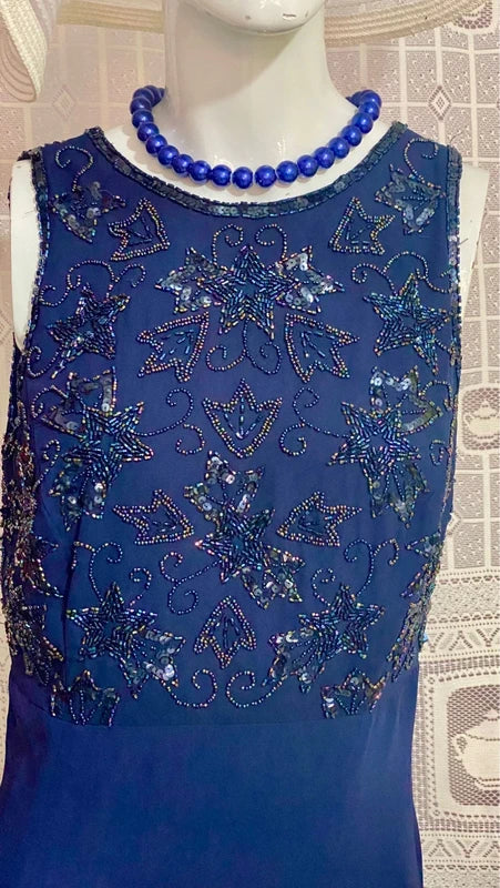Abito Elegante Con Perline Strass Lavorate A Mano Misure Nelle Foto