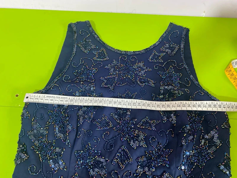 Abito Elegante Con Perline Strass Lavorate A Mano Misure Nelle Foto