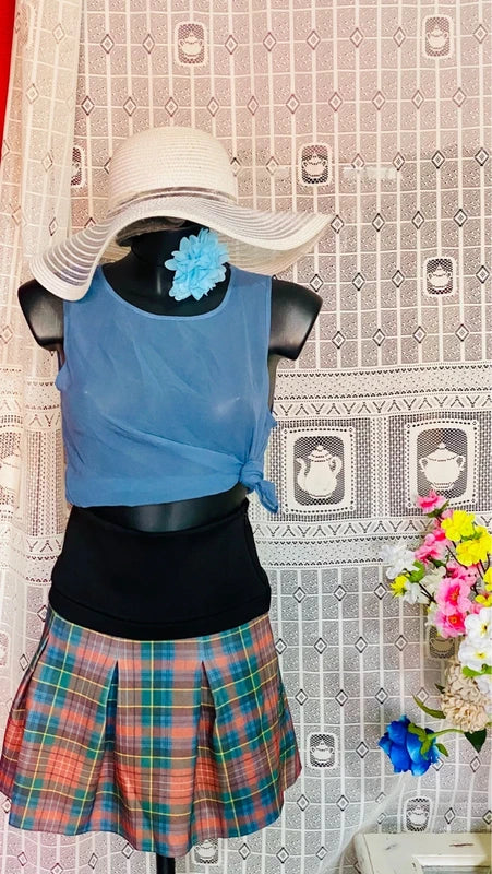 Gonna Plissettata Top in Seta Misure in Foto