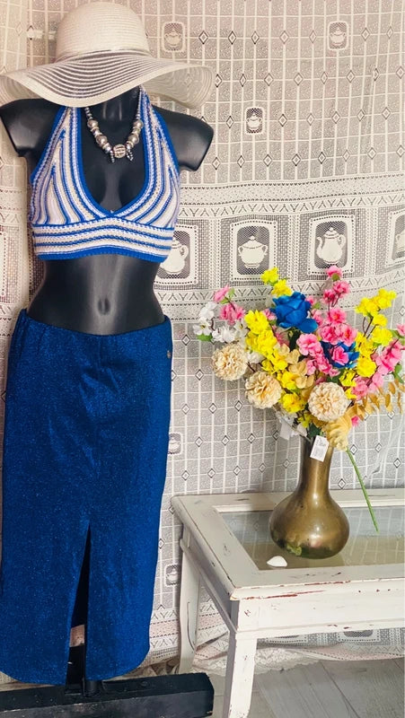 Completo Gonna Glitterata e Top ad Uncinetto Misure in Foto