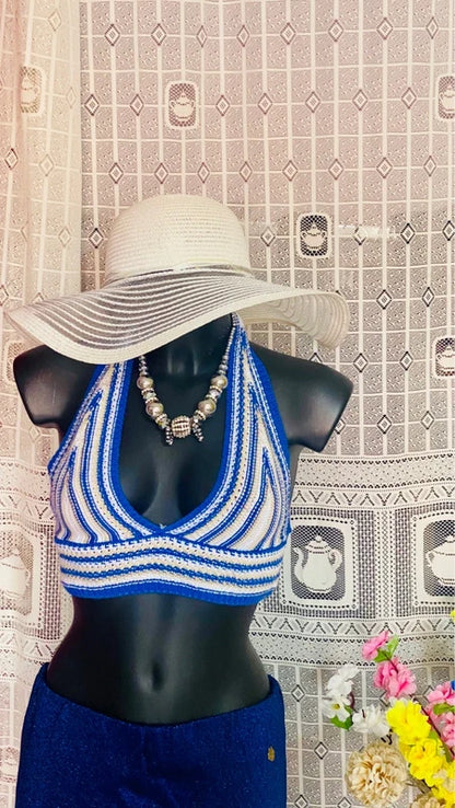 Completo Gonna Glitterata e Top ad Uncinetto Misure in Foto