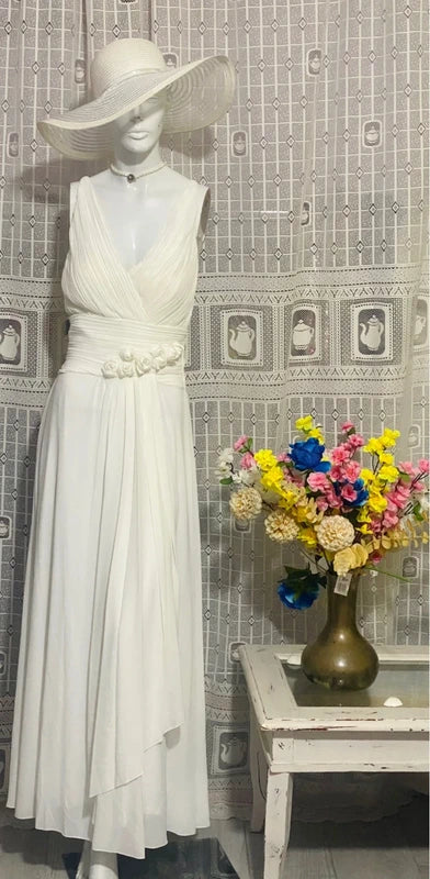 Abito Lungo Total White per Eventi Speciali Sposa Wedding Damigella d'Onore