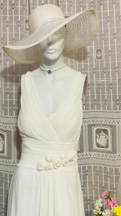 Abito Lungo Total White per Eventi Speciali Sposa Wedding Damigella d'Onore