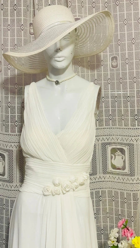 Abito Lungo Total White per Eventi Speciali Sposa Wedding Damigella d'Onore