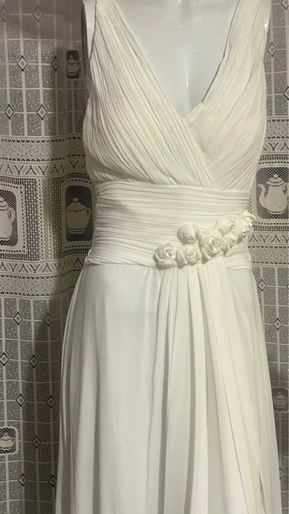 Abito Lungo Total White per Eventi Speciali Sposa Wedding Damigella d'Onore