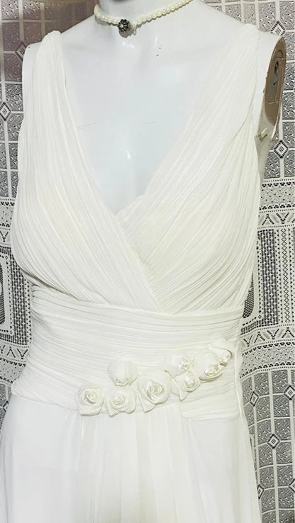 Abito Lungo Total White per Eventi Speciali Sposa Wedding Damigella d'Onore