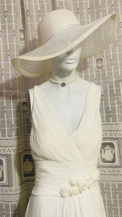 Abito Lungo Total White per Eventi Speciali Sposa Wedding Damigella d'Onore