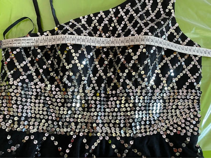Abito Elegante Vintage Monospalla con Paillettes in Tulle