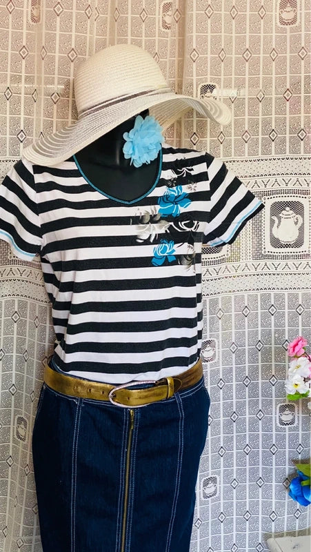 Gonna Vintage Longuette in Denim Jeans in Pizzo e Top