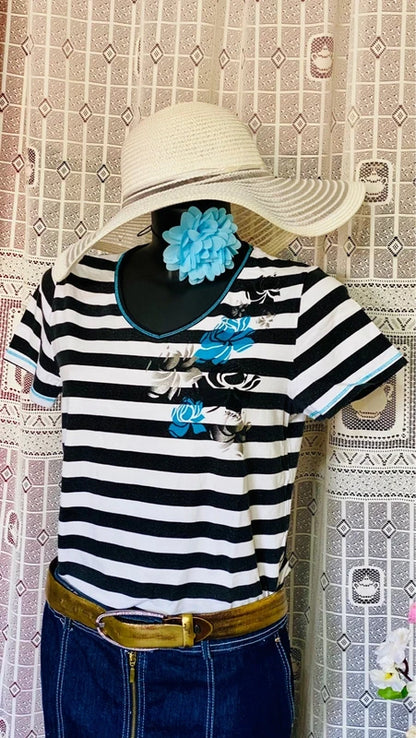 Gonna Vintage Longuette in Denim Jeans in Pizzo e Top