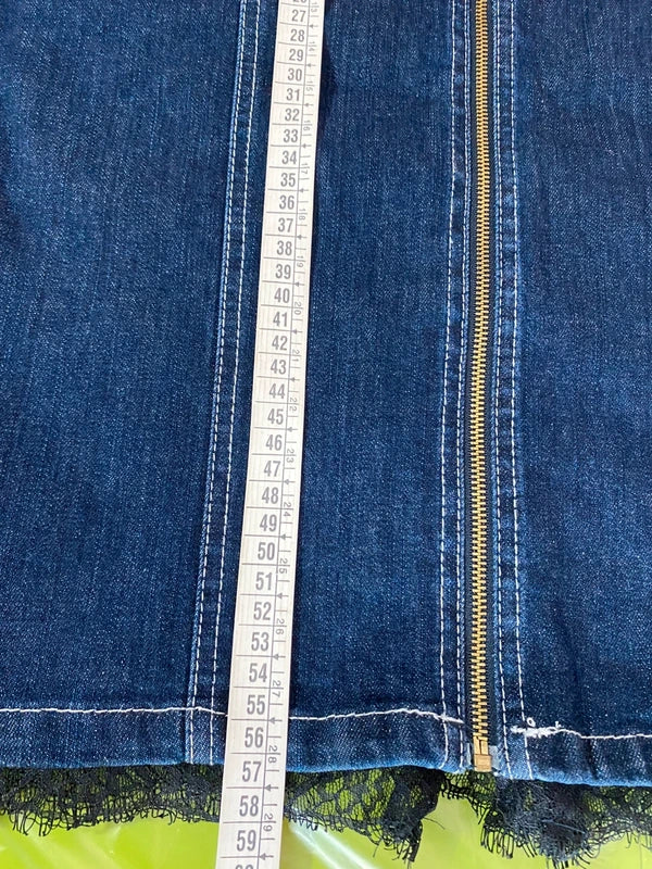 Gonna Vintage Longuette in Denim Jeans in Pizzo e Top