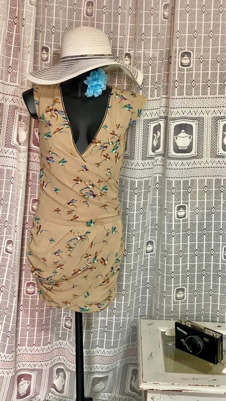 Vintage Tubino Drappeggiato Incrociato