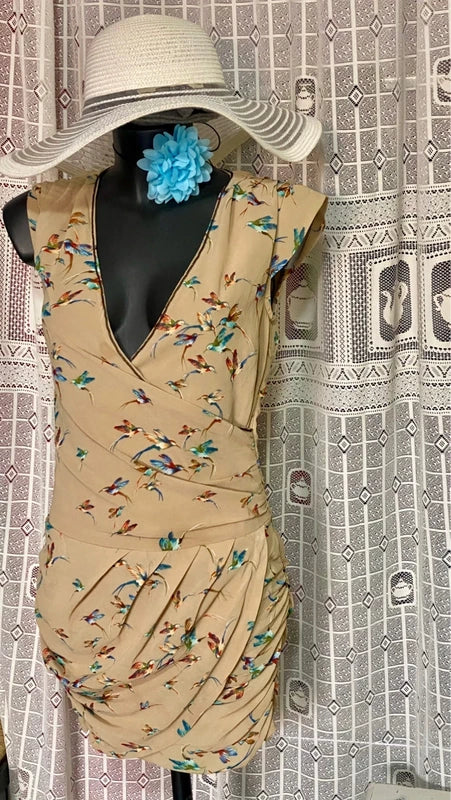 Vintage Tubino Drappeggiato Incrociato