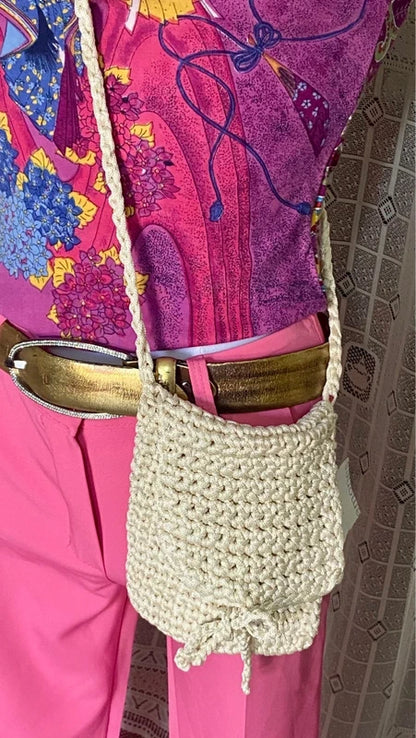 Handmade Crochet Top, Trousers, and Bag Set