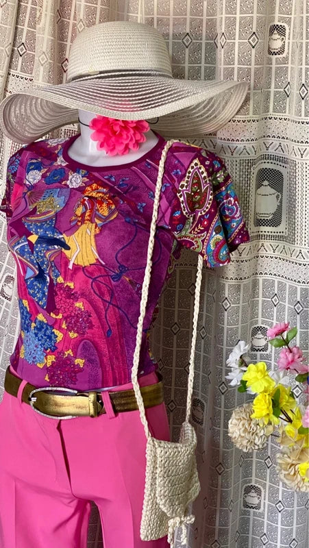 Handmade Crochet Top, Trousers, and Bag Set