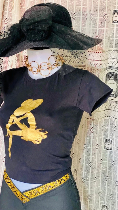 Ethnic Low-Waist Crossover Trousers and Top Set