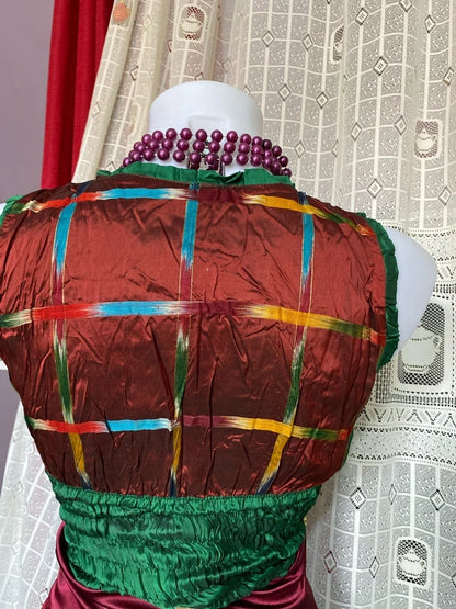 Set with asymmetric skirt and silk top