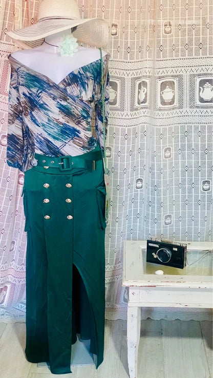 Fabulous Sequin Top and Bag Long Skirt