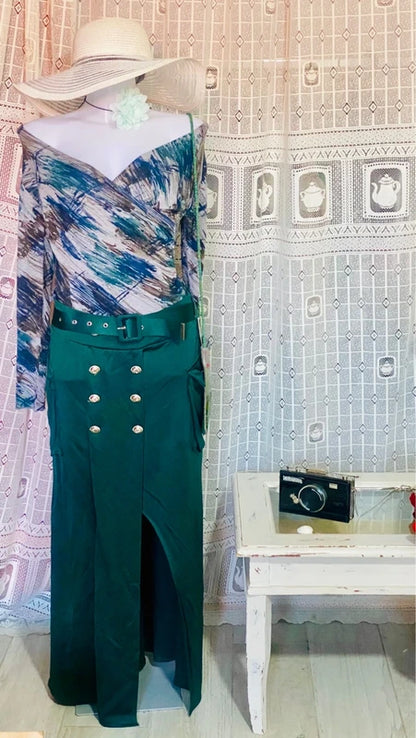 Fabulous Sequin Top and Bag Long Skirt