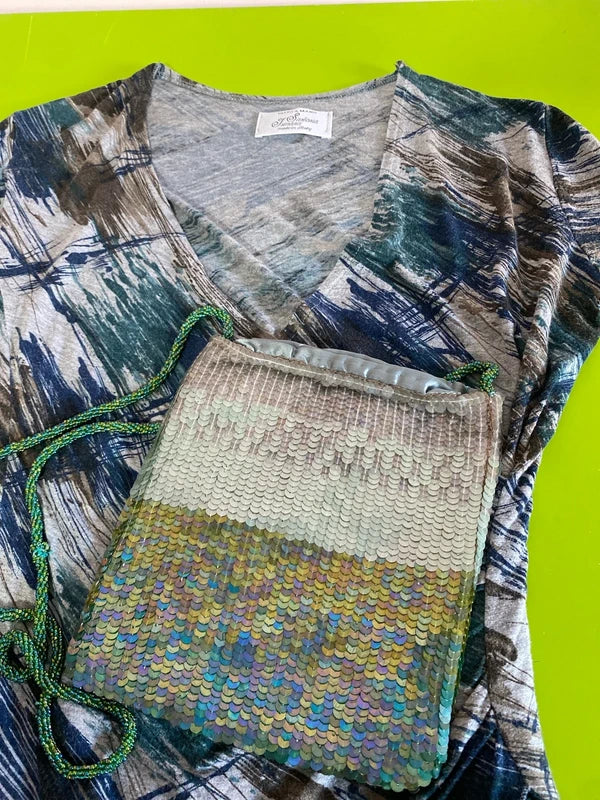 Fabulous Sequin Top and Bag Long Skirt