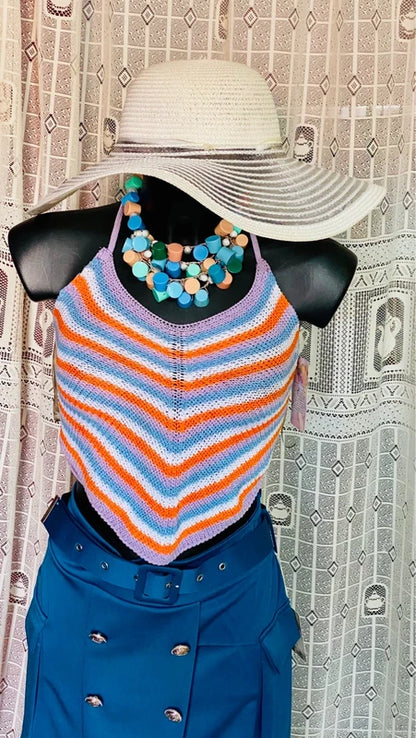 Long Skirt with Belt and Crochet Top