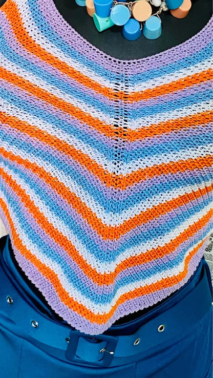 Long Skirt with Belt and Crochet Top