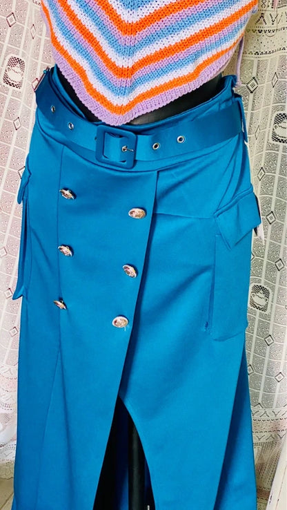 Long Skirt with Belt and Crochet Top