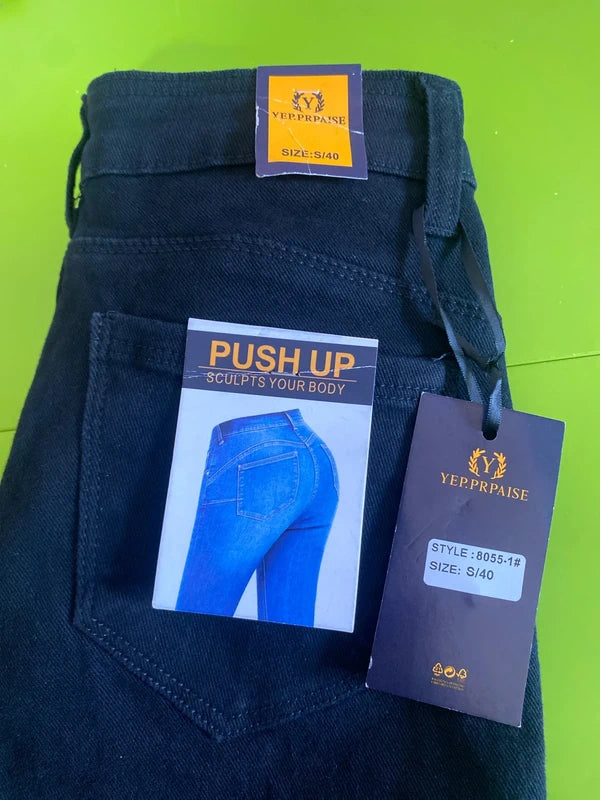 Jeans Push Up skinny vita alta & Body con fiore in tulle