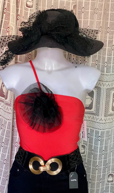 Jeans Push Up skinny vita alta & Body con fiore in tulle